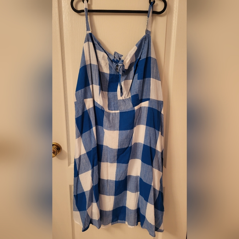 Blue gingham summer dress